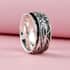 Floral Engraved Concave Spinner Ring in Sterling Silver 4.1 Grams image number 1