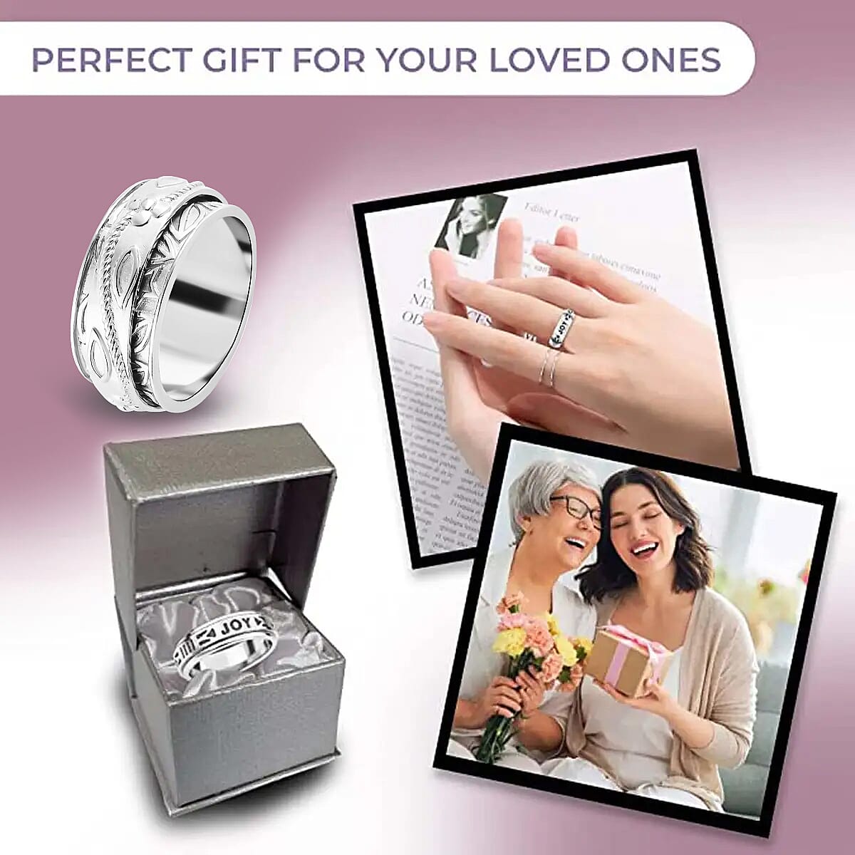 Floral Engraved Concave Spinner Ring in Sterling Silver, Anxiety Ring for Women, Fidget Rings for Anxiety for Women, Stress Relieving Anxiety Ring, Promise Rings (Size 7.0) (5 g) image number 5