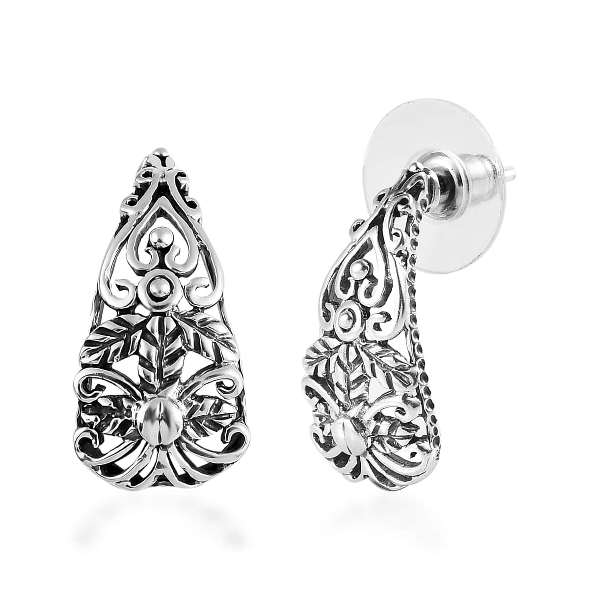 Sterling Silver J-Hoop Earrings, Silver Dangle Earrings image number 0