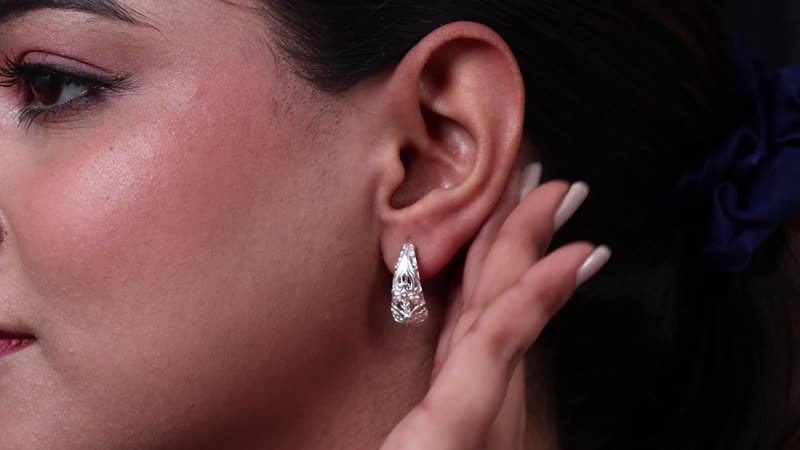 J-Hoop Earrings in Sterling Silver 4.22 Grams