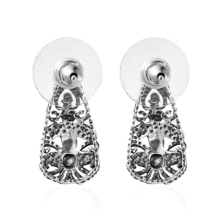 Sterling Silver J-Hoop Earrings, Silver Dangle Earrings image number 5