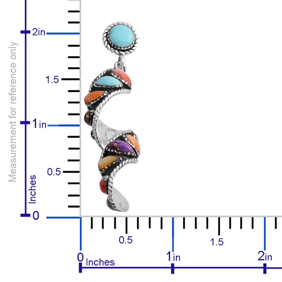 SANTA FE Style Kingman Turquoise Swirl Earrings in Sterling Silver 4.50 ctw