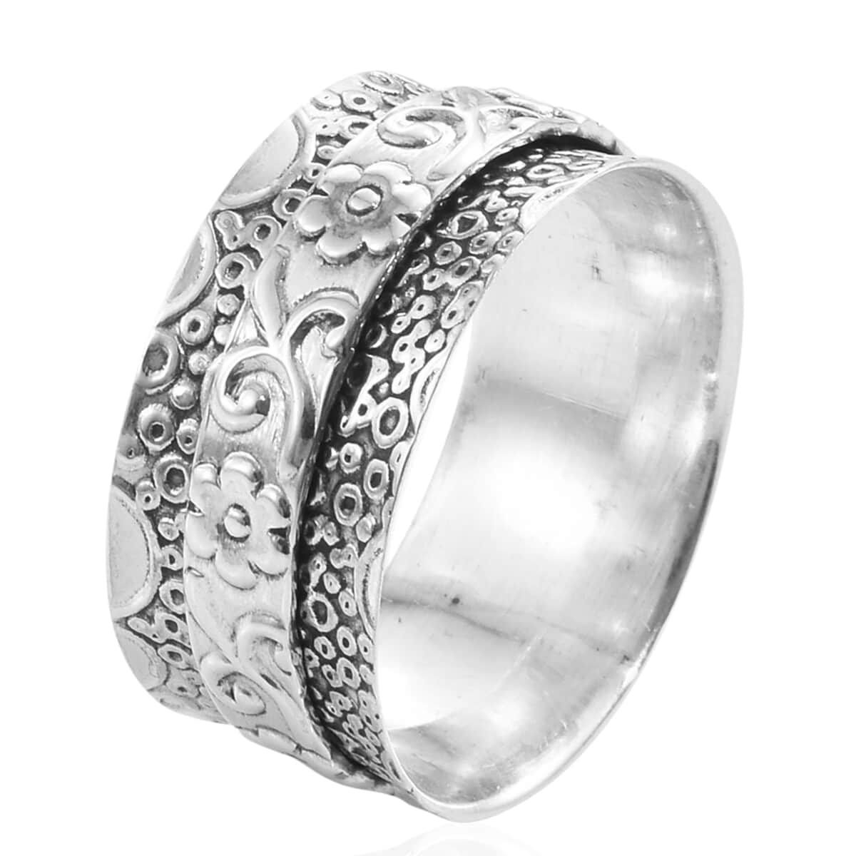 Sterling Silver Floral Spinner Ring (Size 10.0) (4.4 g) image number 2
