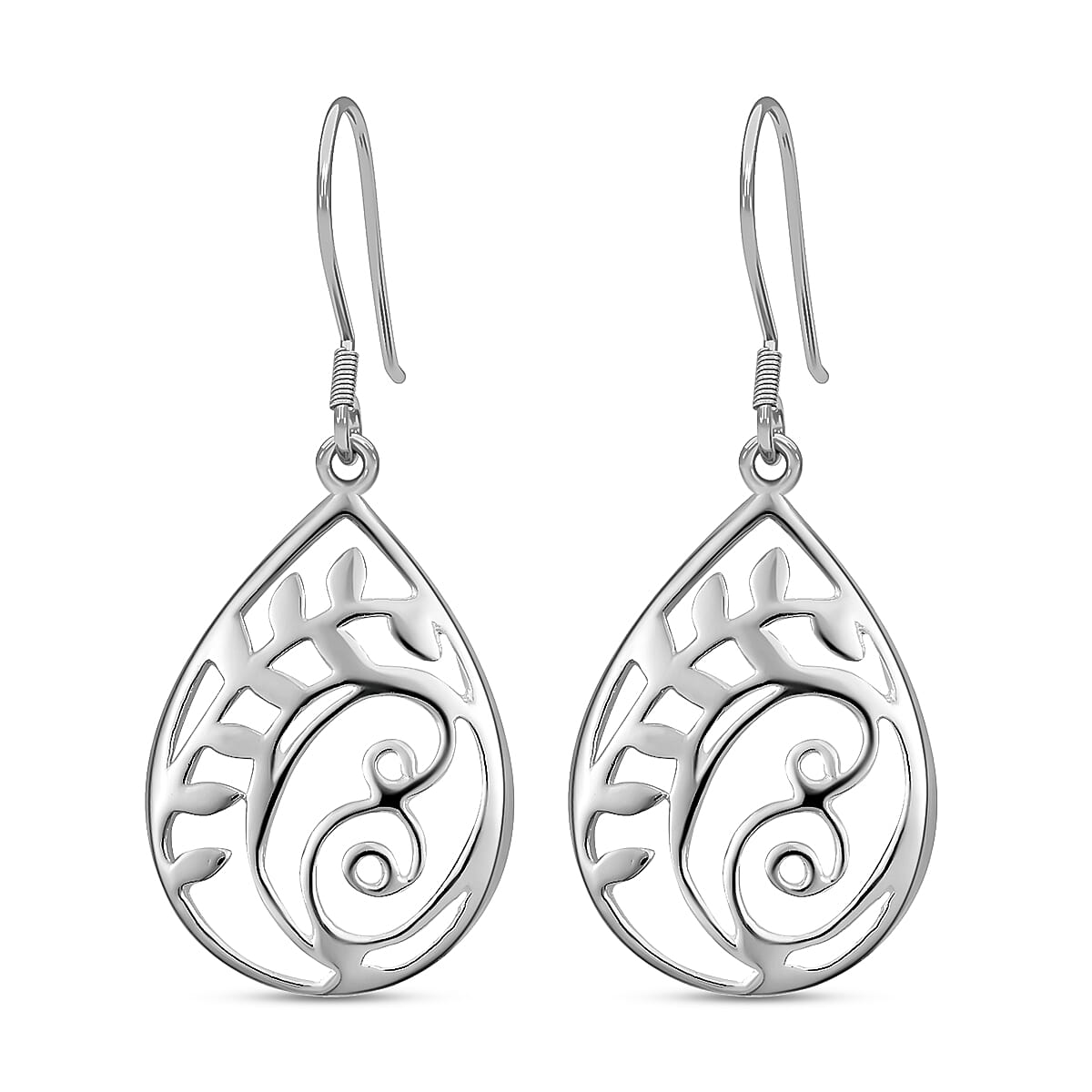 Sterling Silver Drop Openwork Earrings 3.10 Grams image number 0