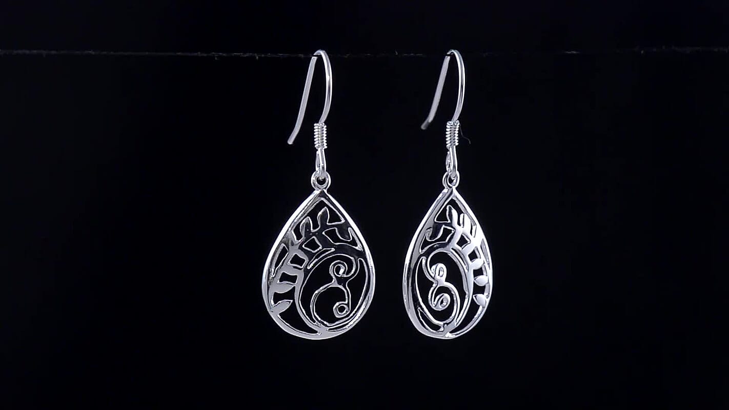 Sterling Silver Drop Openwork Earrings 3.10 Grams