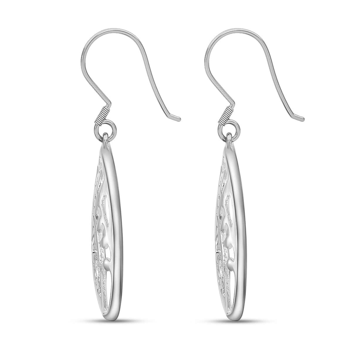 Sterling Silver Drop Openwork Earrings 3.10 Grams image number 3