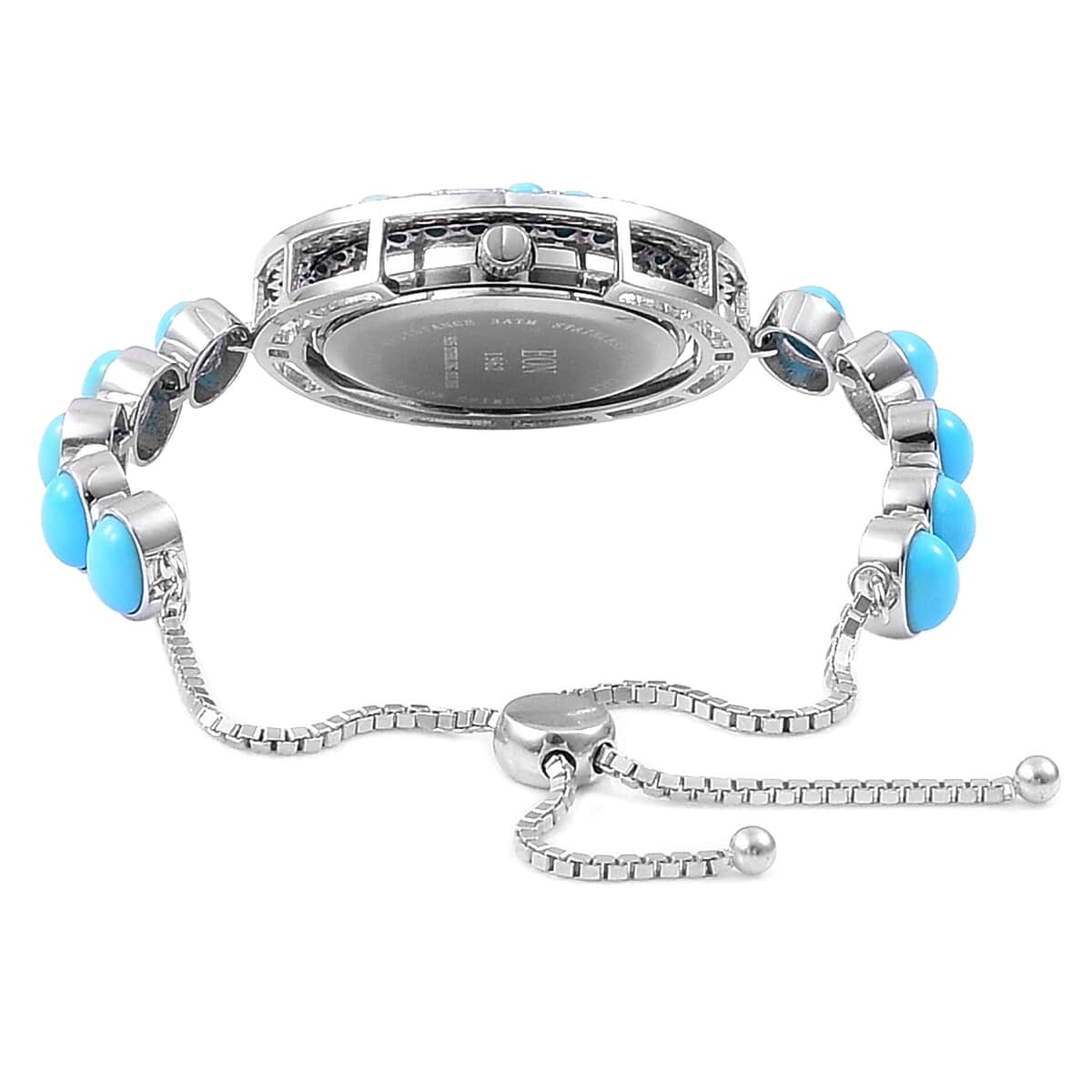 Eon 1962 Sleeping Beauty Turquoise Swiss Movement Magic Ball Bracelet Watch in Sterling Silver with Stainless Steel Back 8.10 ctw image number 2