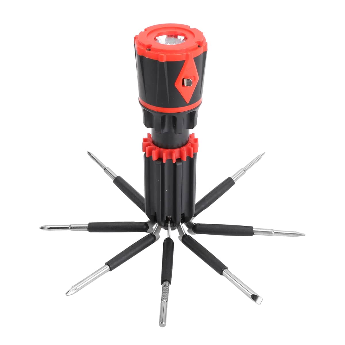 Red 10-in-1 LED Multi-Functional Screwdriver Tool (Requires 3 AAA) image number 2