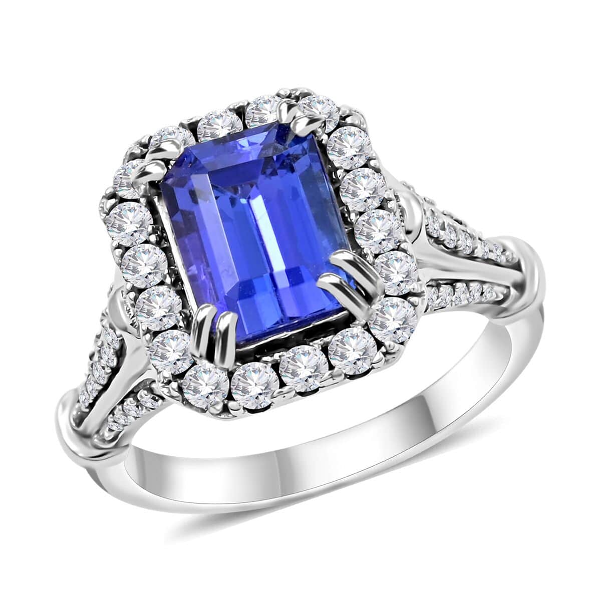 One Of A Kind Certified & Appraised Iliana 18K White Gold AAA Tanzanite and G-H SI Diamond Ring (Size 7.0) 6.25 Grams 4.00 ctw image number 0