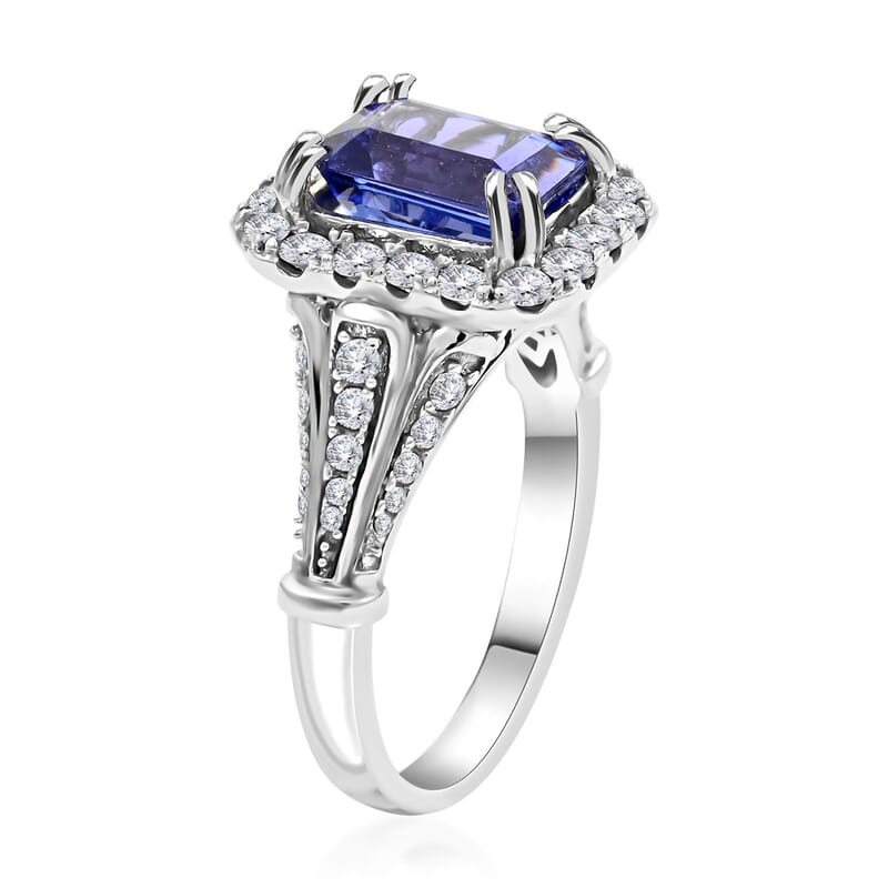 One Of A Kind Certified & Appraised Iliana 18K White Gold AAA Tanzanite and G-H SI Diamond Ring (Size 7.0) 6.25 Grams 4.00 ctw