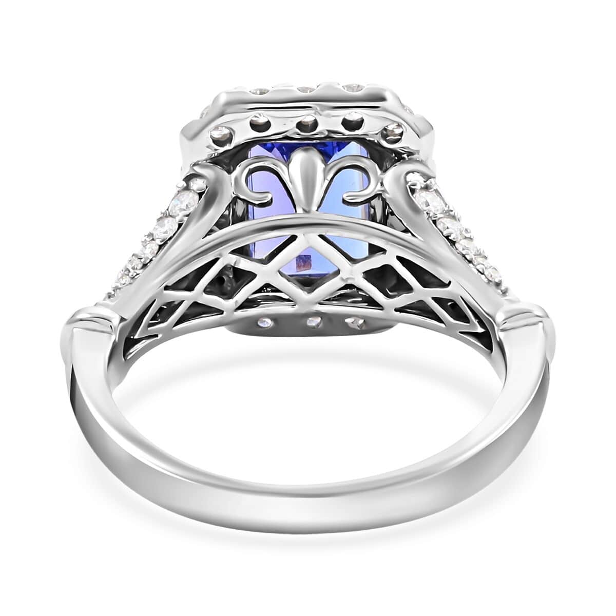 One Of A Kind Certified & Appraised Iliana 18K White Gold AAA Tanzanite and G-H SI Diamond Ring (Size 7.0) 6.25 Grams 4.00 ctw image number 4