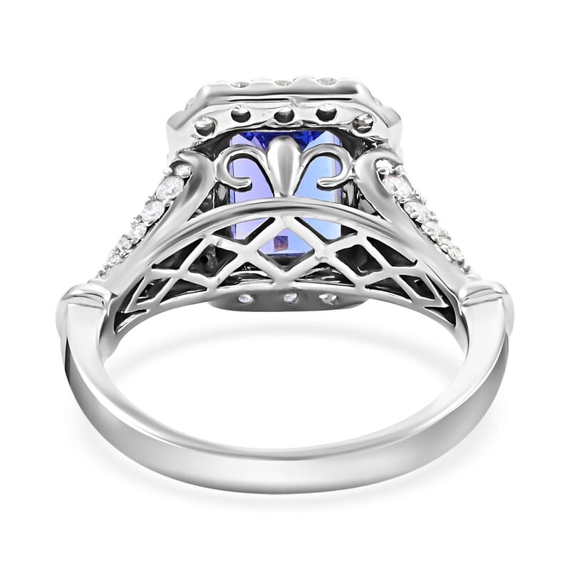 One Of A Kind Certified & Appraised Iliana 18K White Gold AAA Tanzanite and G-H SI Diamond Ring (Size 7.0) 6.25 Grams 4.00 ctw