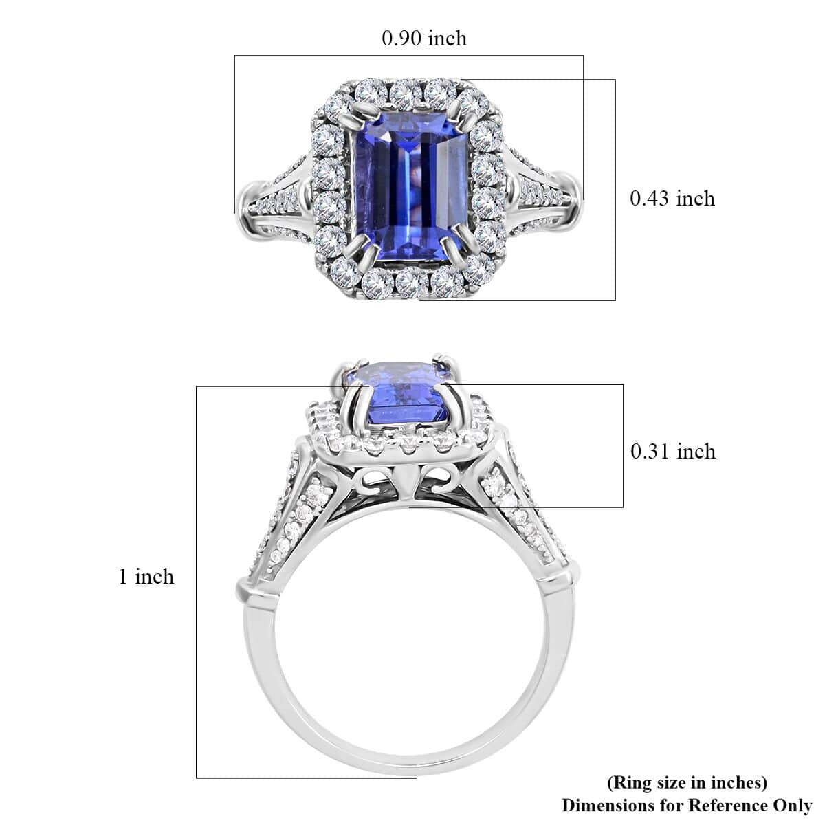 One Of A Kind Certified & Appraised Iliana 18K White Gold AAA Tanzanite and G-H SI Diamond Ring (Size 7.0) 6.25 Grams 4.00 ctw image number 5