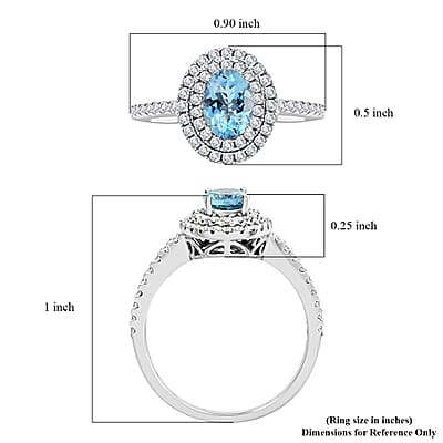 One Of A Kind Certified & Appraised Iliana 18K White Gold AAA Santa Maria Aquamarine and Diamond G-H SI Double Halo Ring (Size 7.0) 1.15 ctw