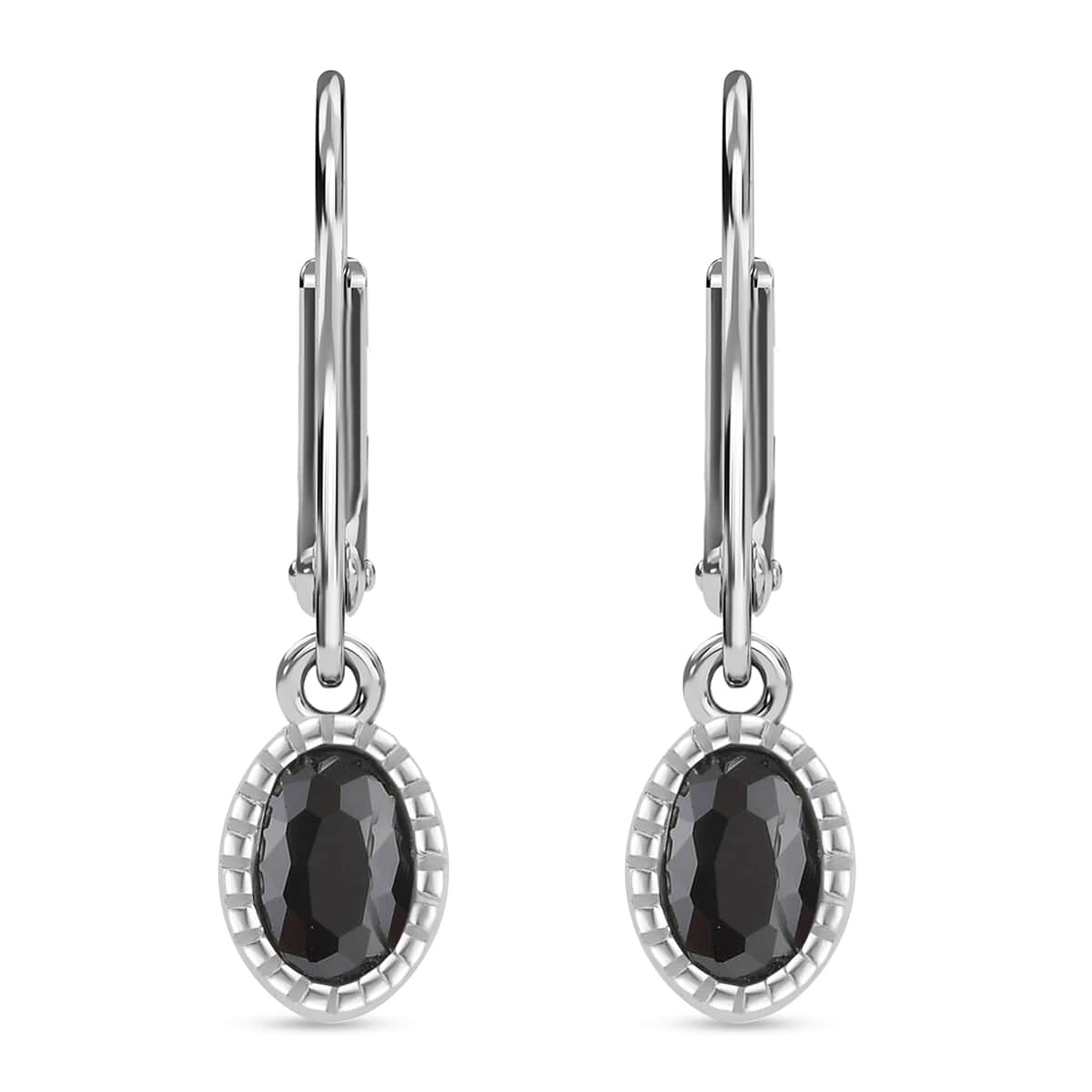 Simulated Black Diamond Drop Earrings Princess Necklace in Stainless Steel, Simulated Diamond Jewelry Set For Women (18 Inches) 7.75 ctw image number 2