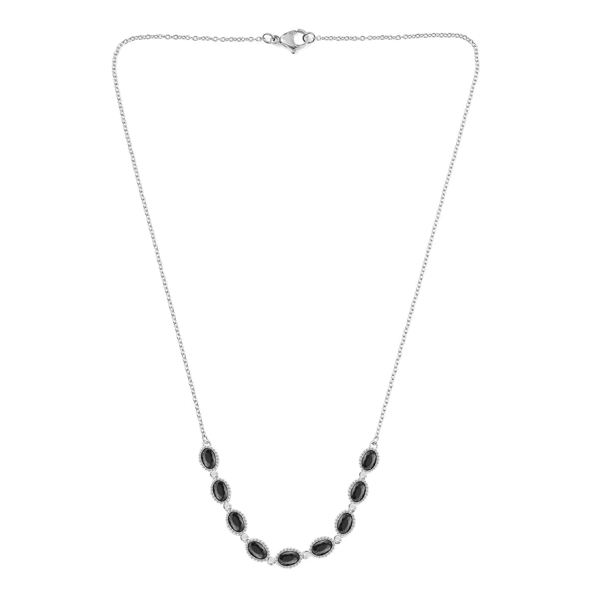 Simulated Black Diamond Drop Earrings and Necklace 18 Inch in Stainless Steel image number 5