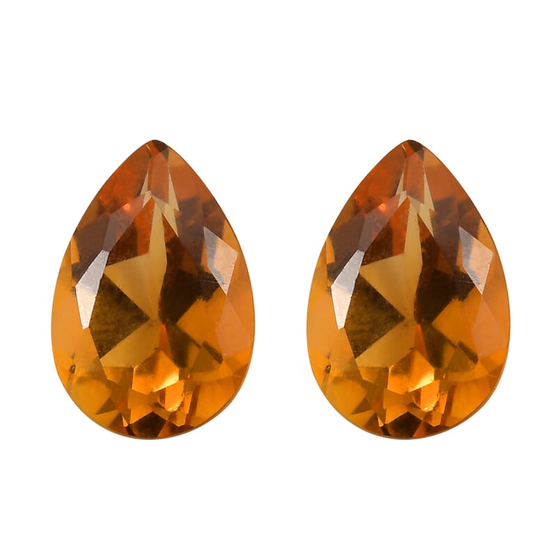 Serra Gaucha Citrine Set of 2 (Pear 6x4 mm) 0.69 ctw Loose Gemstone