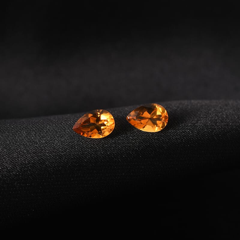Serra Gaucha Citrine Set of 2 (Pear 6x4 mm) 0.69 ctw Loose Gemstone