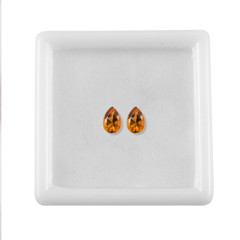 Serra Gaucha Citrine Set of 2 (Pear 6x4 mm) 0.69 ctw Loose Gemstone
