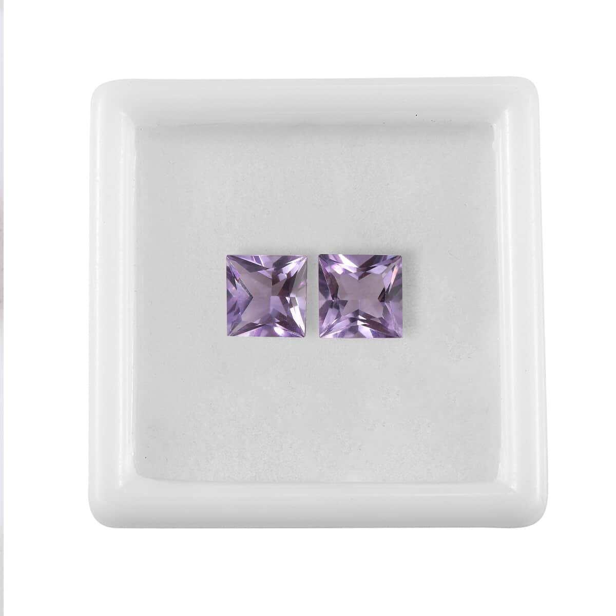 AA Princess Cut Rose De France Amethyst Set of 2 (Sqr 7 mm) 2.74 ctw Loose Gemstone image number 3