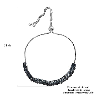 Blue Diamond Bolo Bracelet in Blue Rhodium and Sterling Silver 0.50 ctw