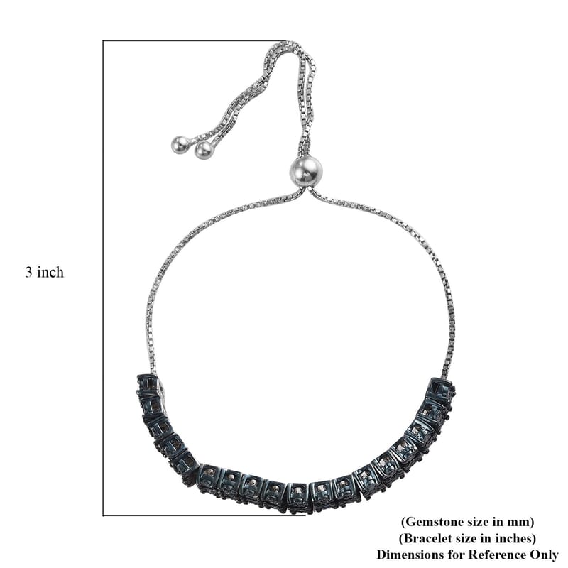 Blue Diamond Bolo Bracelet in Blue Rhodium and Sterling Silver 0.50 ctw