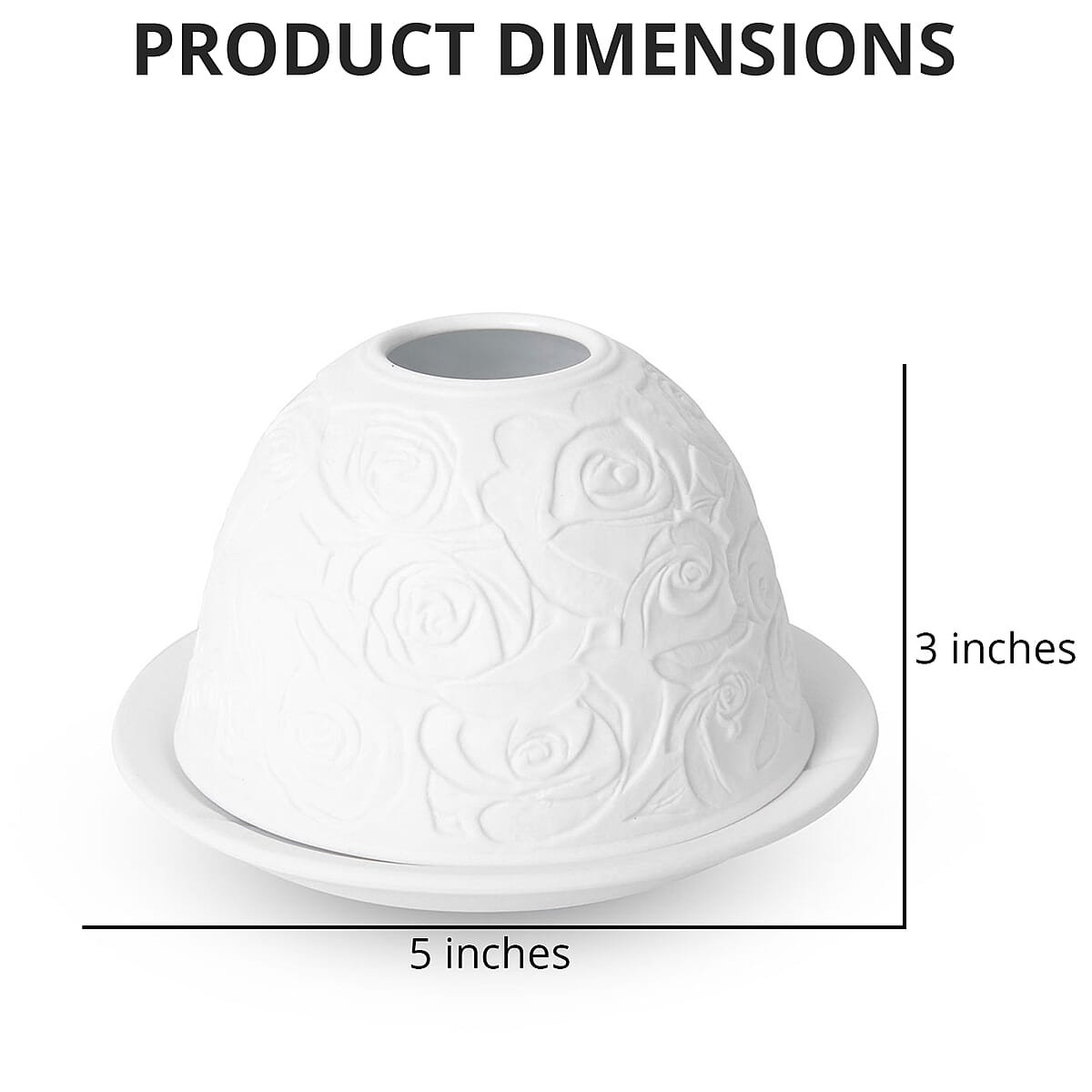 Set of 2 Rose Engraved Ceramic Candle Holders with LED Light (5x3 in) image number 2