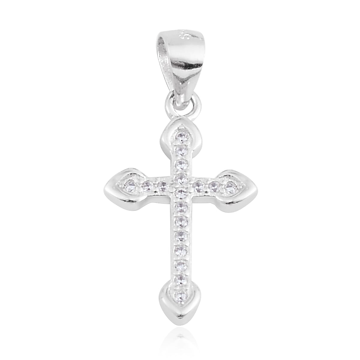 White CZ Sterling Silver Lever Back Earrings and Cross Pendant without Chain 0.54 ctw