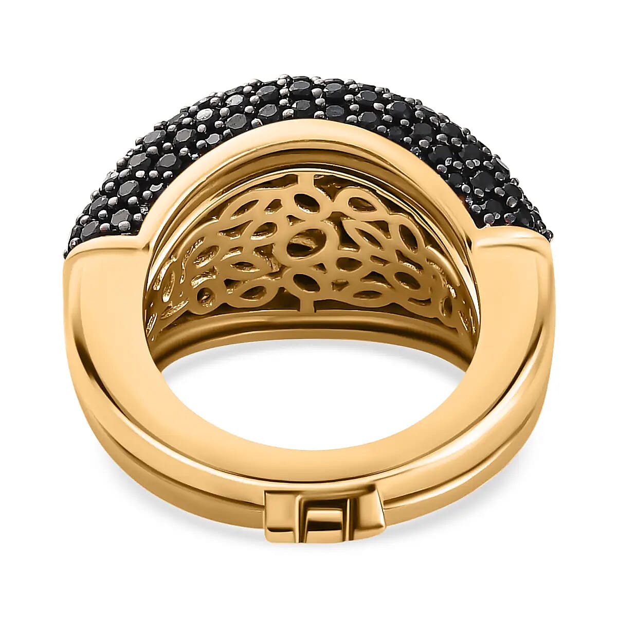 GP Special Collection Orissa Rhodolite Garnet and Thai Black Spinel 7.10 ctw Multi Wear Cage Ring in 14K Yellow Gold Over Sterling Silver (Size 6.0)