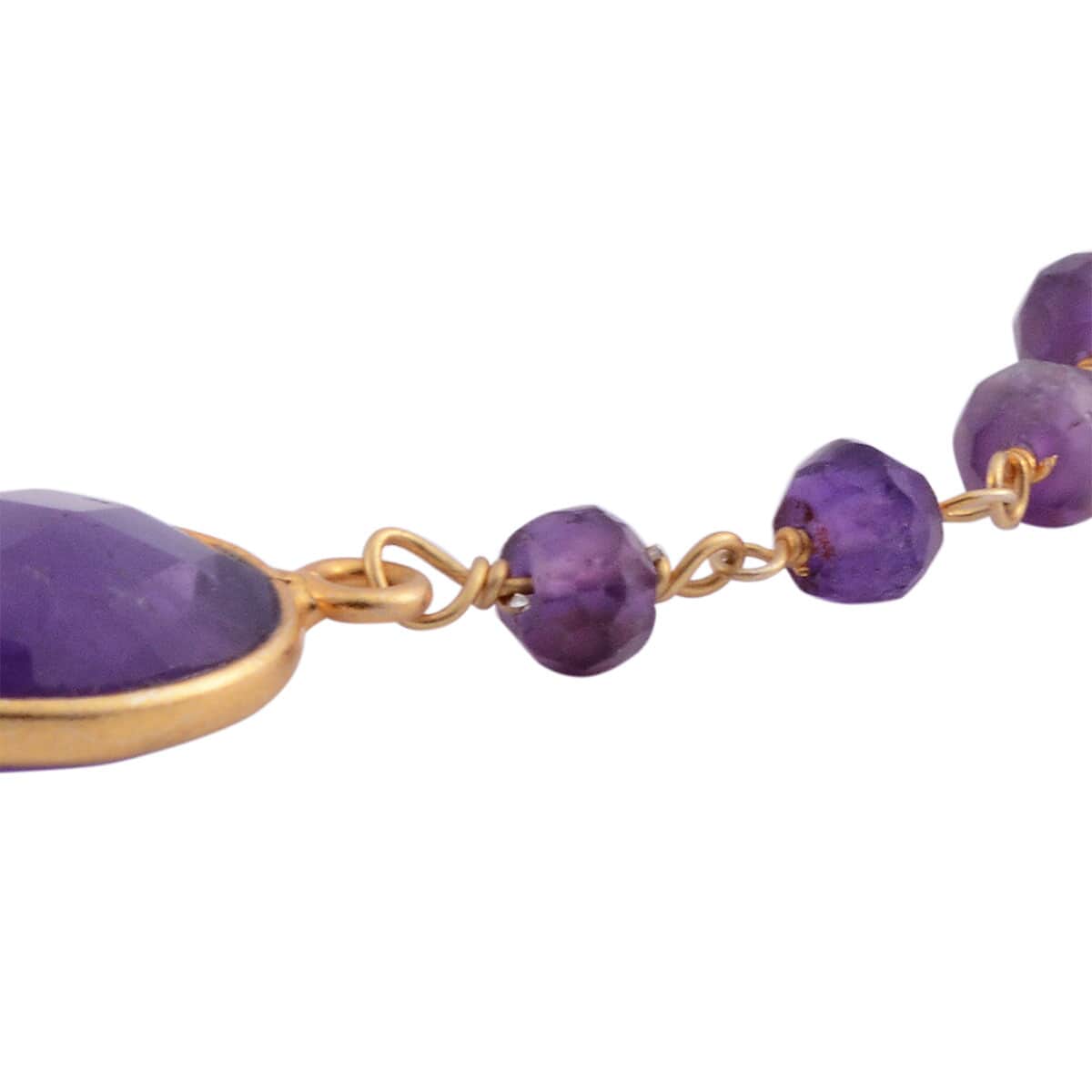 Amethyst Beaded Bracelet in 14K Yellow Gold Over Sterling Silver (7.00 In) 2.00 ctw image number 1