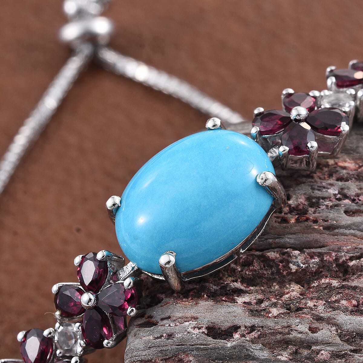 Sleeping Beauty Turquoise and Multi Gemstone Bolo Bracelet in Platinum Over Sterling Silver 12.60 ctw image number 1