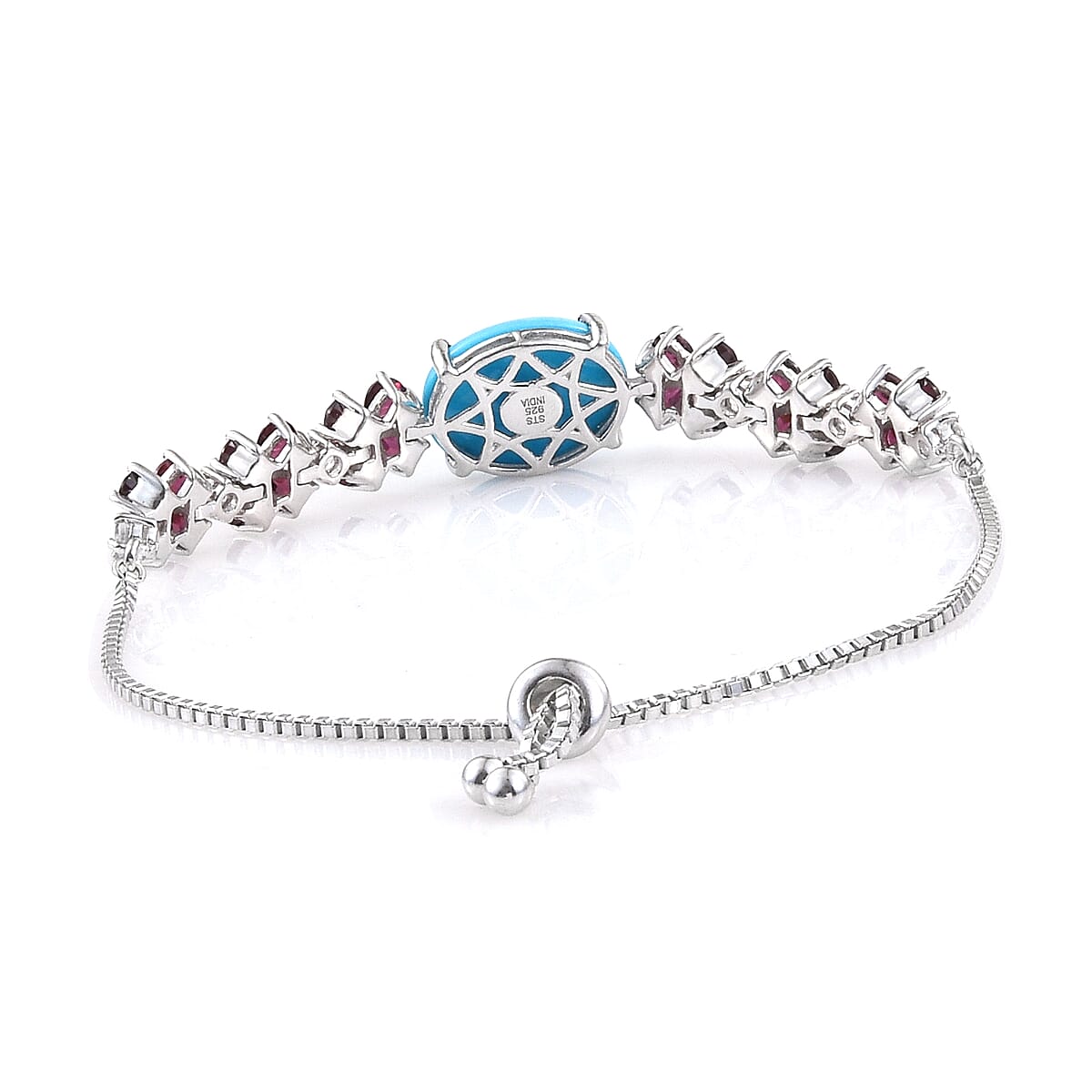 Sleeping Beauty Turquoise and Multi Gemstone Bolo Bracelet in Platinum Over Sterling Silver 12.60 ctw image number 3