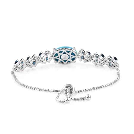 Sleeping Beauty Turquoise and Multi Gemstone Bolo Bracelet in Platinum Over Sterling Silver 12.35 ctw image number 3