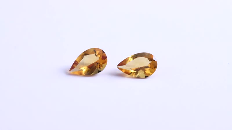 Serra Gaucha Citrine Set of 2 (Pear 8x5 mm) 1.31 ctw Loose Gemstone