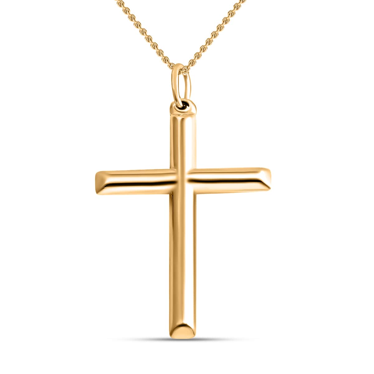 14K Yellow Gold Over Sterling Silver Cross Pendant Necklace 18 Inches 1.40  Grams