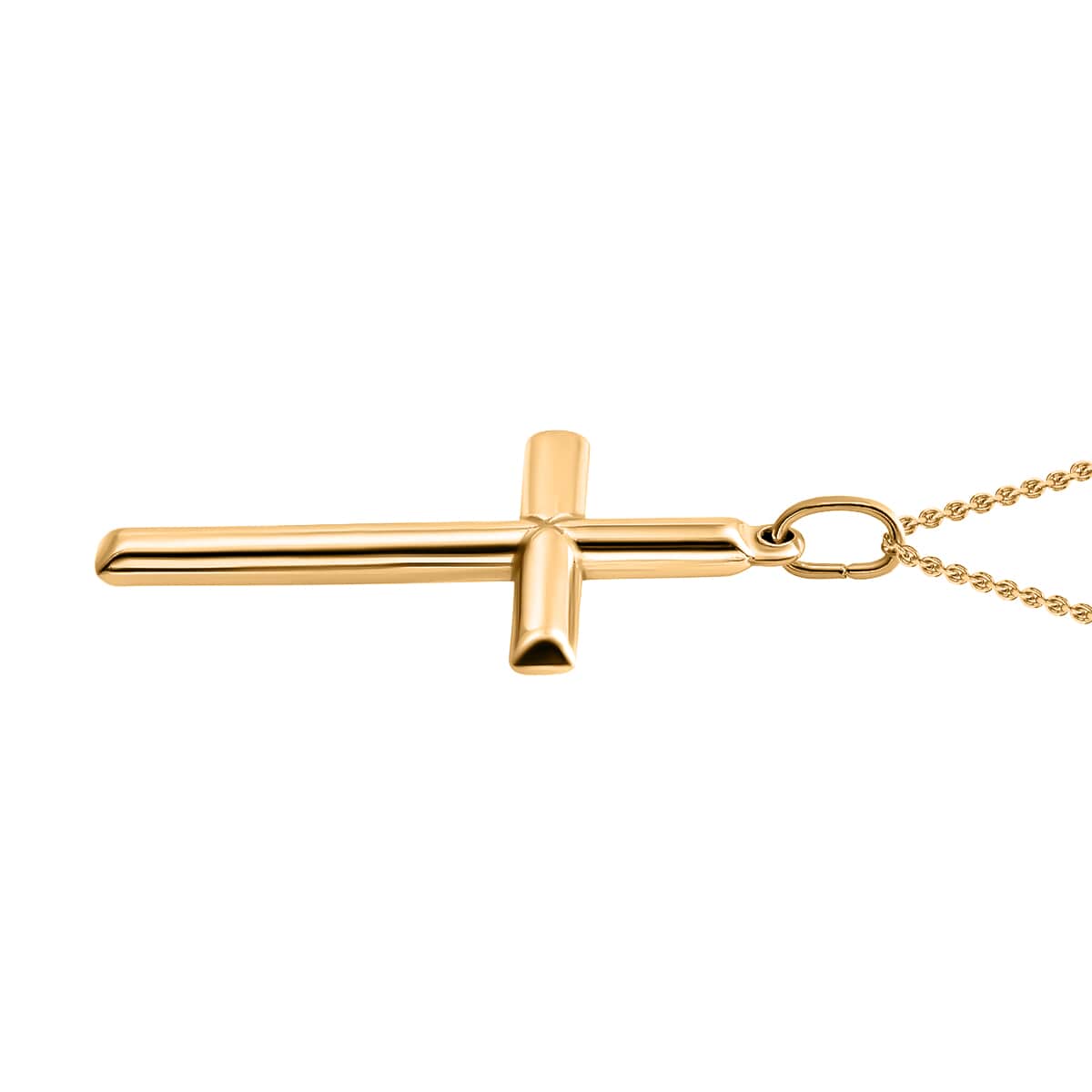 14K Yellow Gold Over Sterling Silver Cross Pendant Necklace 18 Inches 1.40 Grams image number 1