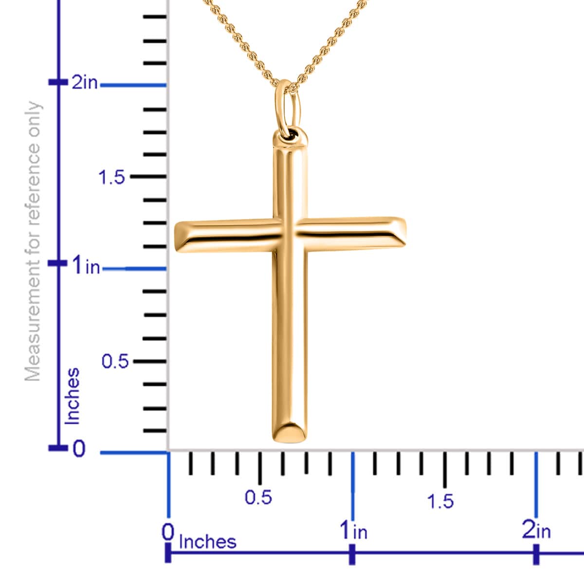 14K Yellow Gold Over Sterling Silver Cross Pendant Necklace 18 Inches 1.40 Grams image number 3