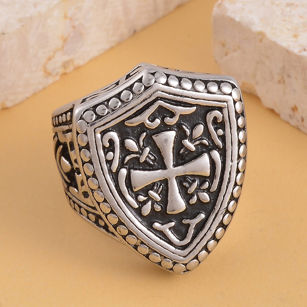 Black Oxidized Stainless Steel Men's Ring (Size 9.0) image number 1