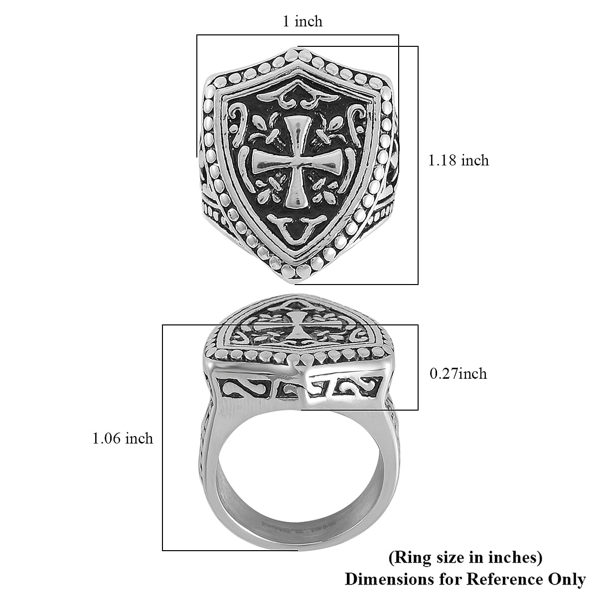 Black Oxidized Stainless Steel Men's Ring (Size 9.0) image number 5