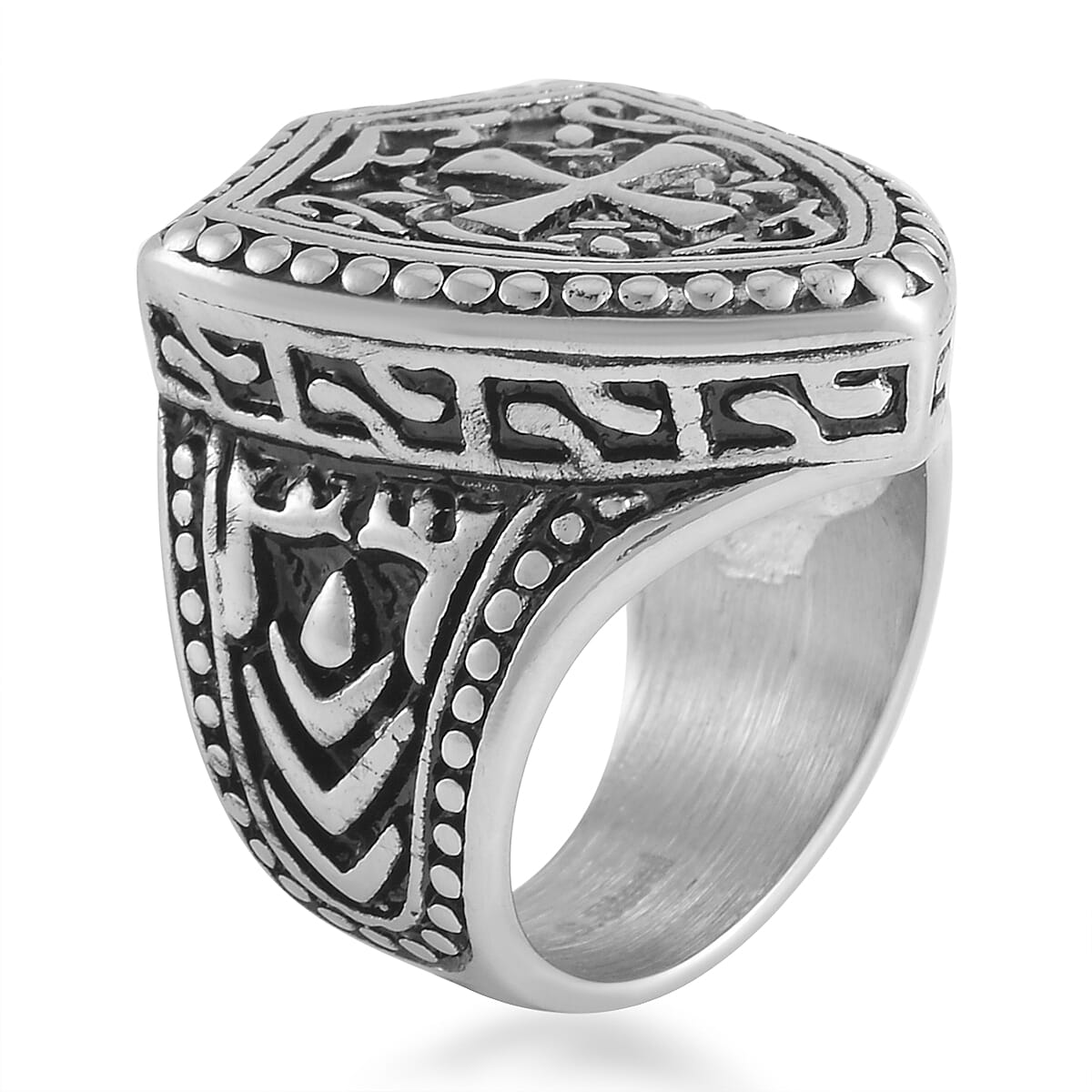Black Oxidized Stainless Steel Men's Ring (Size 12.0) image number 3