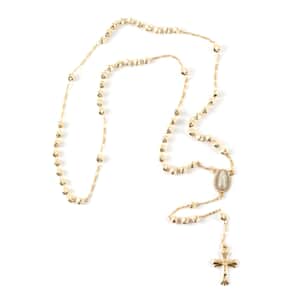 Rosary Style 26 Inch Cross Necklace in Goldtone, Gift For Birthday Anniversary