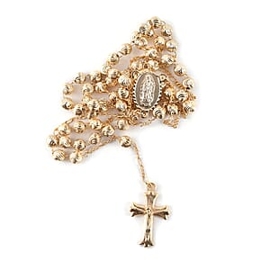 Rosary Style 26 Inch Cross Necklace in Goldtone, Gift For Birthday Anniversary