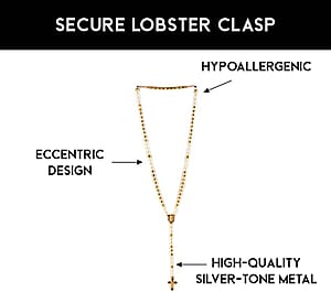 Rosary Style 26 Inch Cross Necklace in Goldtone, Gift For Birthday Anniversary