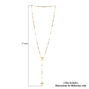 Rosary Style 26 Inch Cross Necklace in Tri-Tone, Gift For Birthday Anniversary
