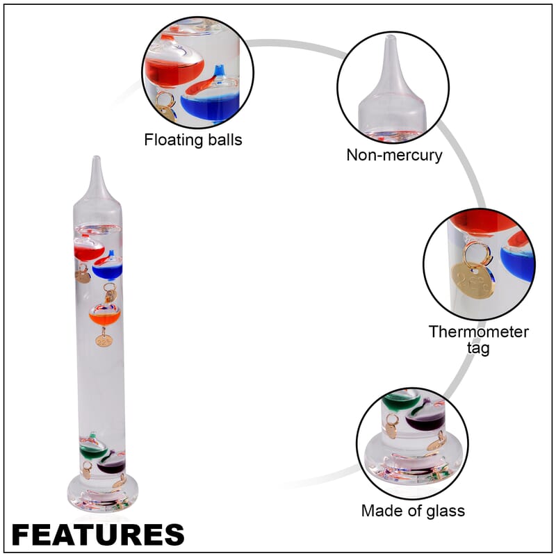 Multicolor Galileo Thermometer with Floating Balls, Weather Predictor Office Home Desk Table Decor, Indoor Decorations Gifts