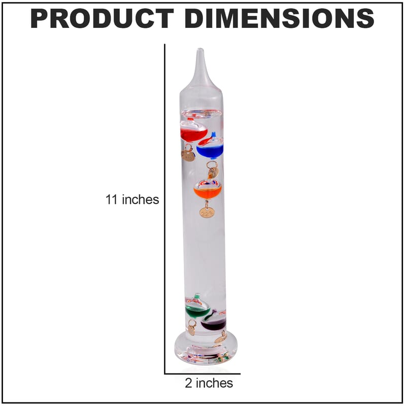 Multicolor Galileo Thermometer with Floating Balls, Weather Predictor Office Home Desk Table Decor, Indoor Decorations Gifts