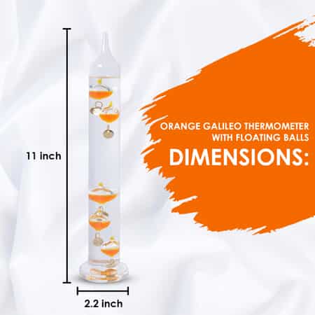 Orange Galileo Thermometer with Floating Balls, Weather Predictor Office Home Desk Table Decor, Indoor Decorations Gifts image number 2