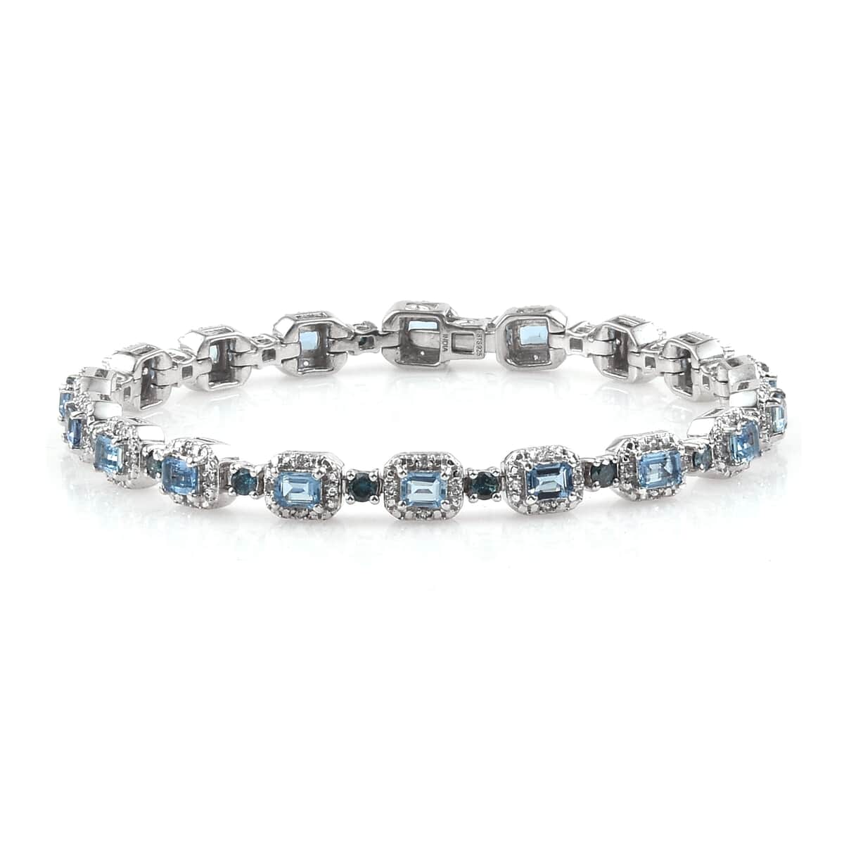 Santa Maria Aquamarine, Zircon, Diamond Sterling Silver Bracelet (7.25 in) 6.34 ctw image number 0