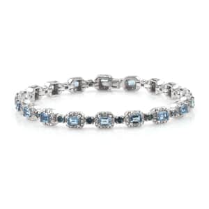 Santa Maria Aquamarine, Zircon, Diamond Sterling Silver Bracelet (7.25 in) 6.34 ctw