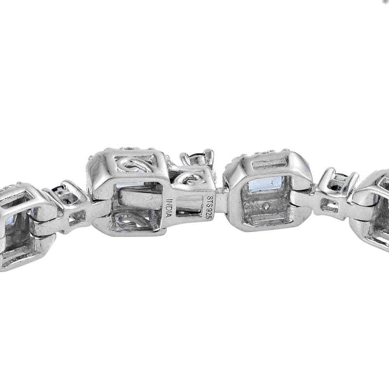 Santa Maria Aquamarine, Zircon, Diamond Sterling Silver Bracelet (7.25 in) 6.34 ctw